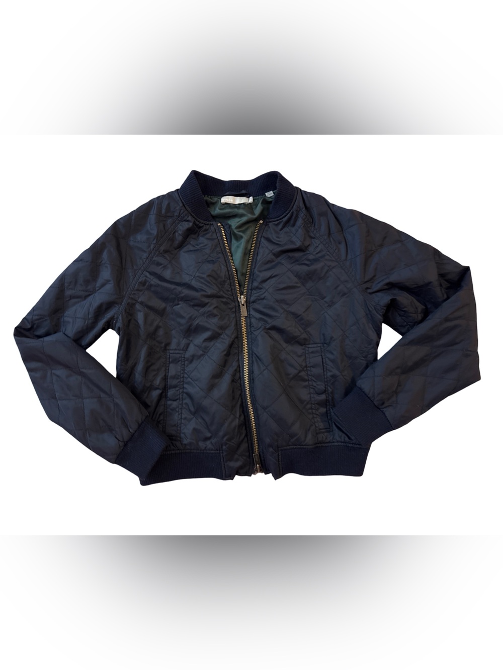Vince Navy Quilted Bomber Jacket